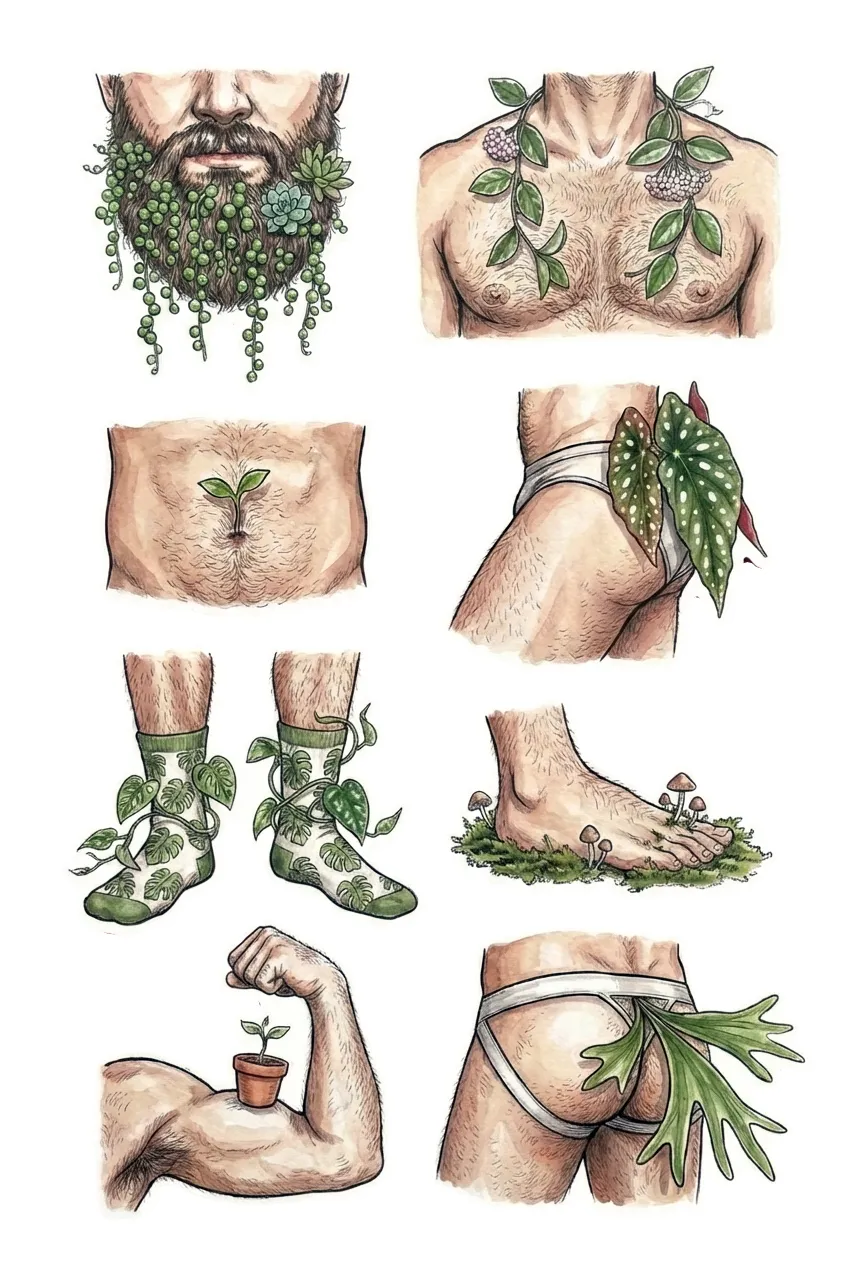 Ilustraciones Scruffy Plant Lovers con motivos botánicos